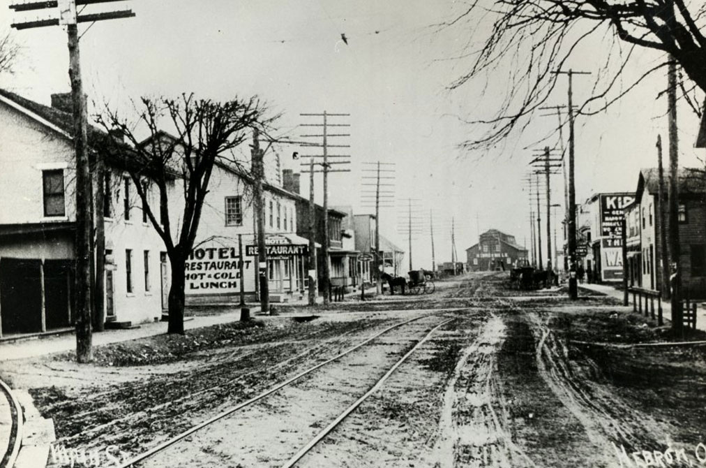 Historic view of Main Street in Hebron around 1910