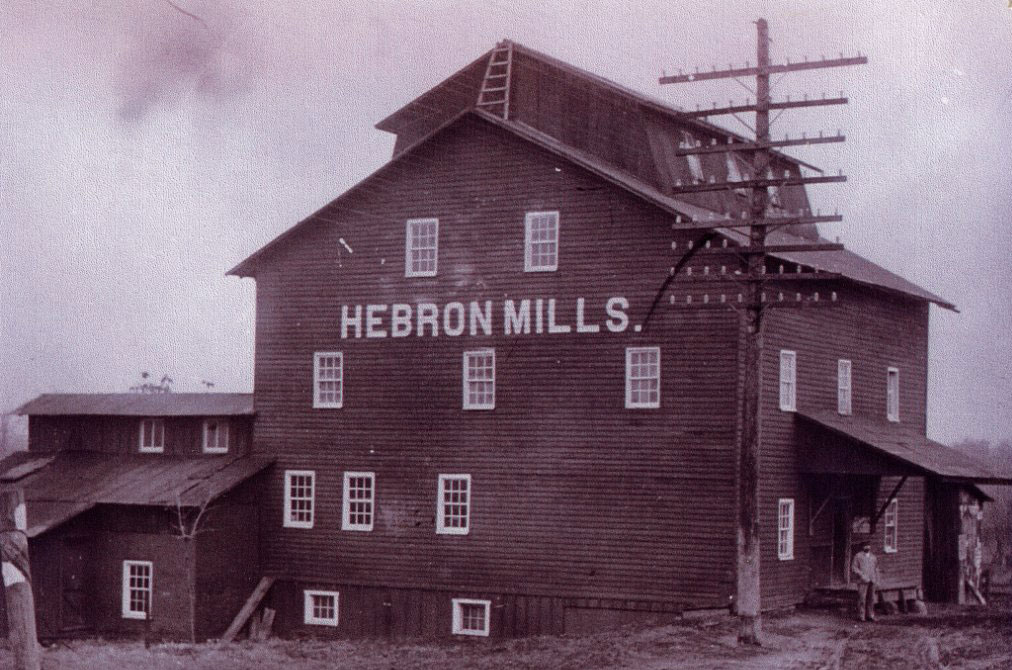 Historic photograph of the original Hebron Mill